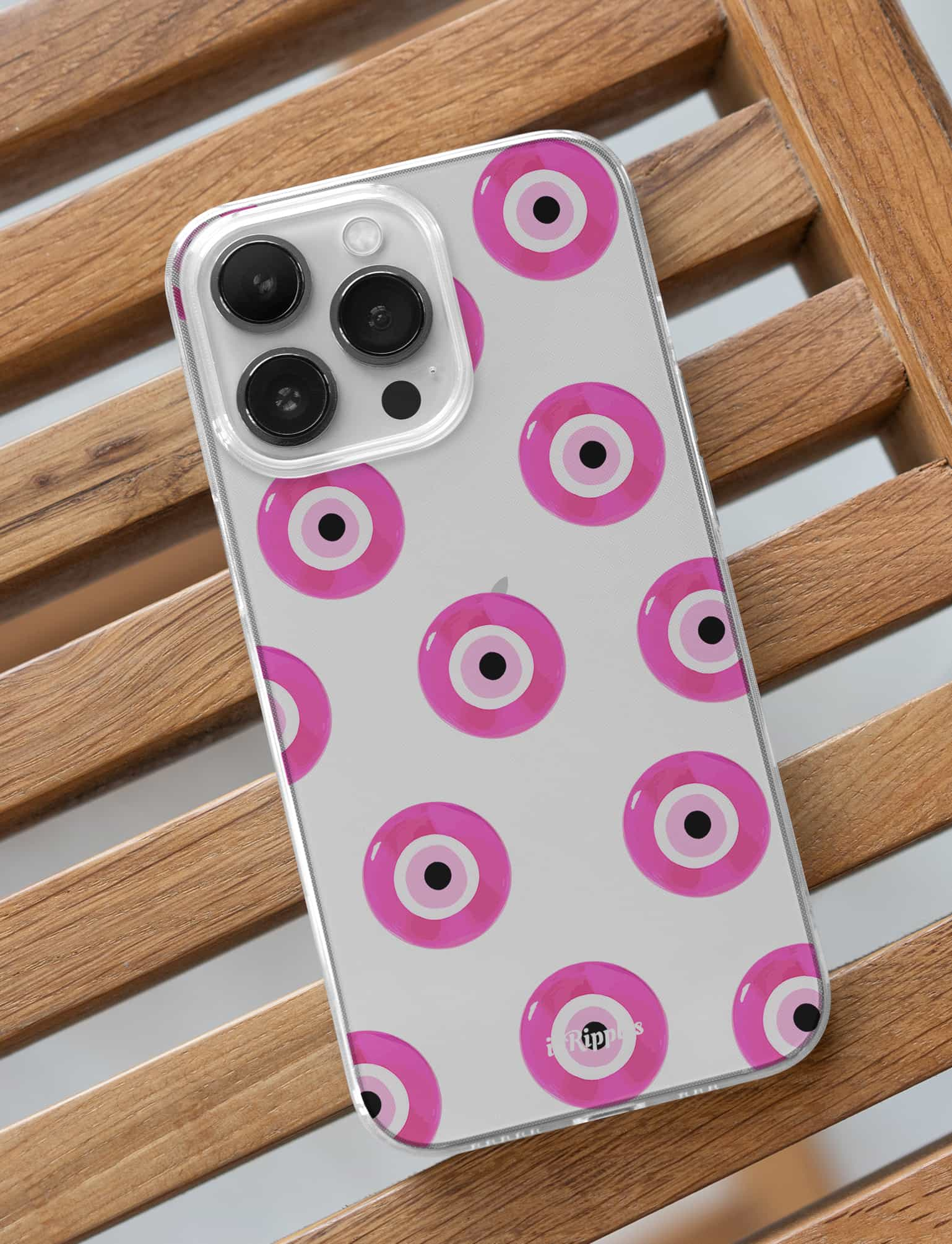 Evil Eyes iPhone Case Pink Clear Phone Case Light Weight inRipples