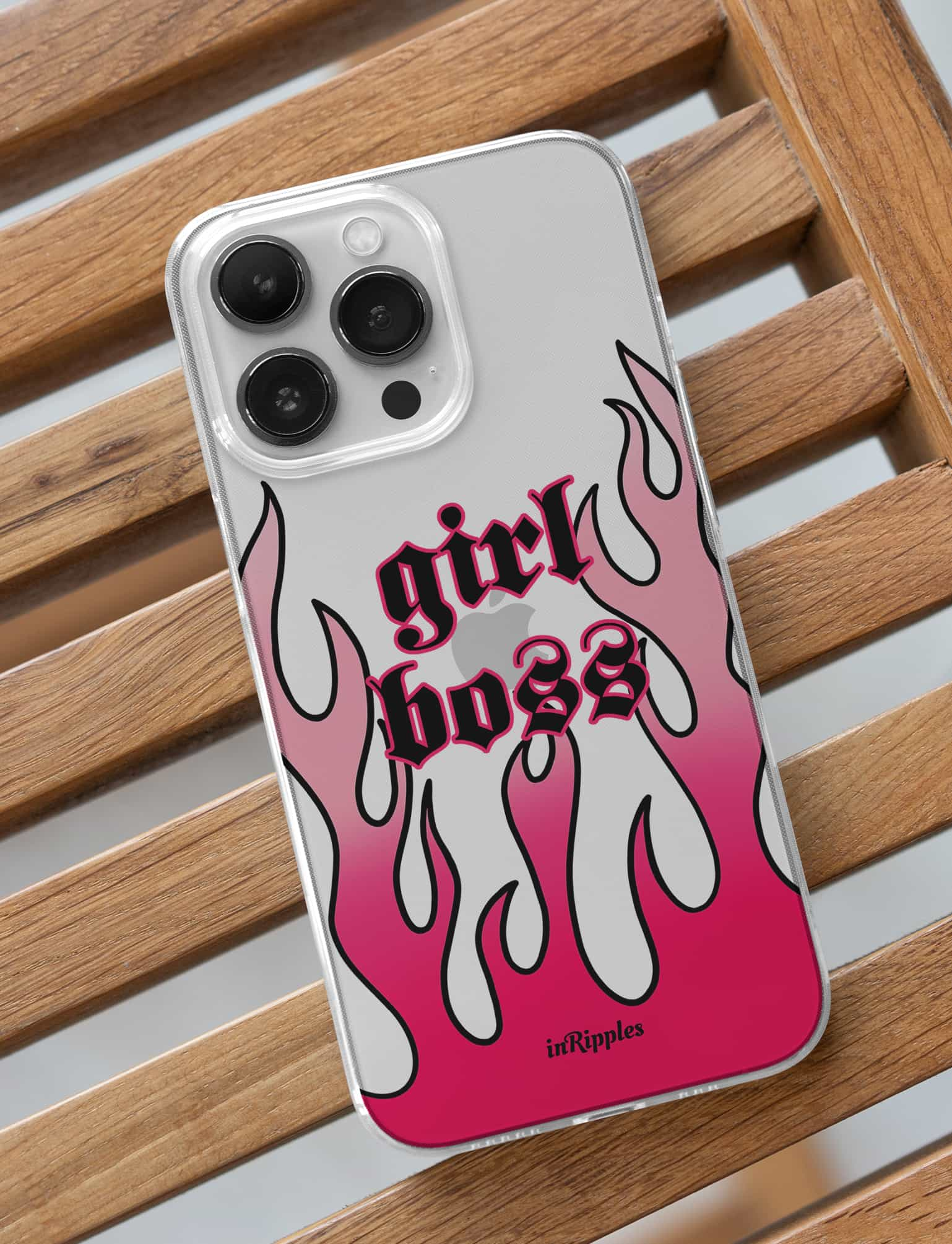 Pink Flame Girl Boss iPhone Case Clear Phone Case inRipples