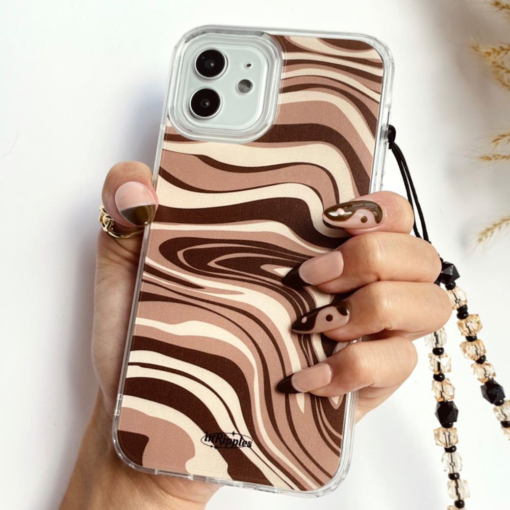 Brown Swirls iPhone Case Influencer Phone Case Acrylic Silicone