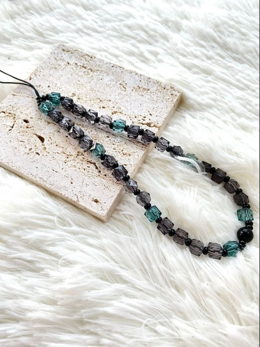 Black Crystals Beads Phone Charm - Mobile Phone Cases - inRipples