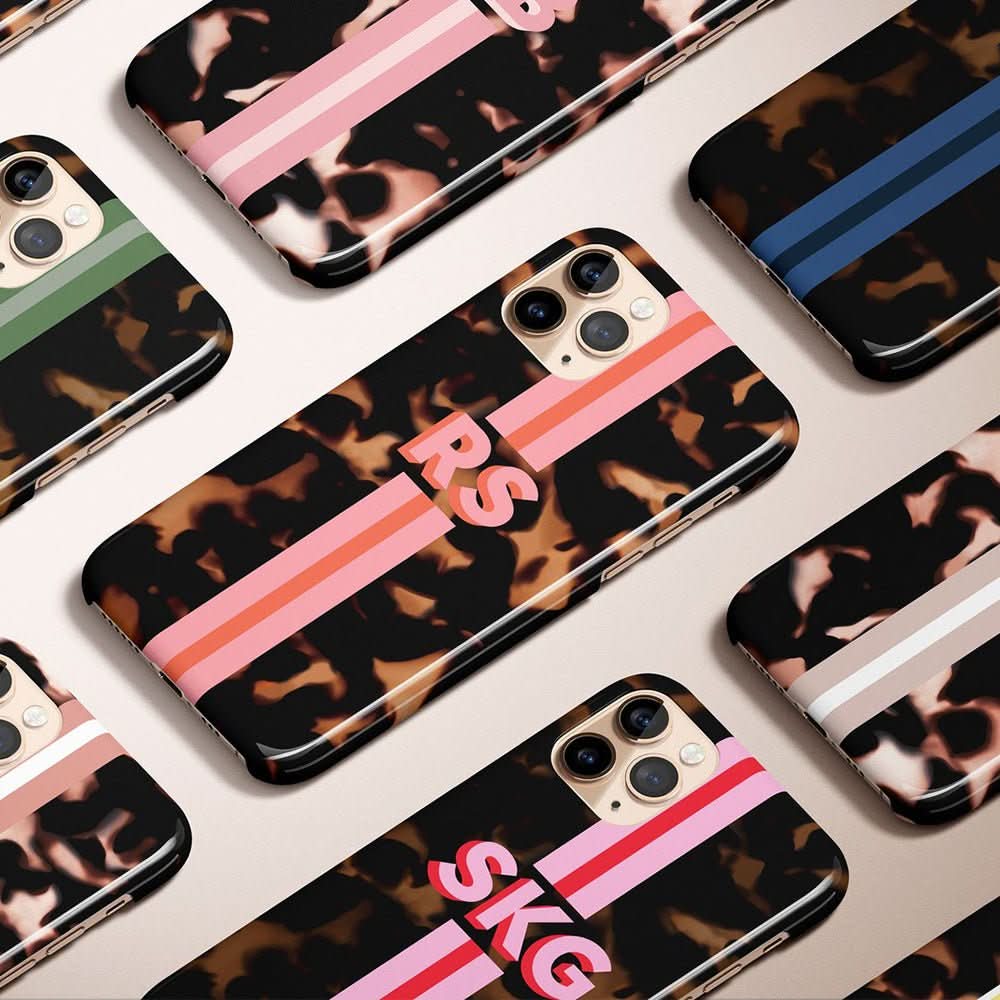 Tortoise Stripe Personalized Name iPhone Case