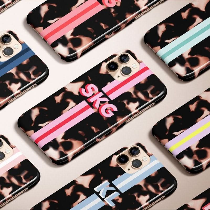 Tortoise Stripe Personalized Monogram iPhone Case - Custom Phone Cases - iPhone 14 Pro - Slim - inRipples